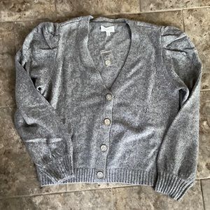 Women’s medium cardigan sweat with puff sleeve detail